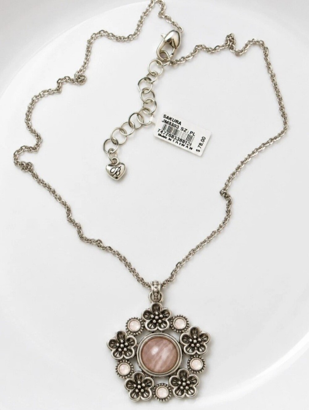 Brighton Sakura Breeze Pink Quartz Floral Pendant Necklace JM3263 NWT $78